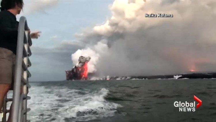 Dolphins leap around the boat, which passes by a mussel farm and stops at a salmon farm. Lava Explosion Off Hawaii S Big Island Sends Molten Rock Crashing Through Tour Boat Roof National Globalnews Ca